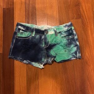 Mossimo Supply Co. Blue and Green Tie-Dye Jean Shorts size 7